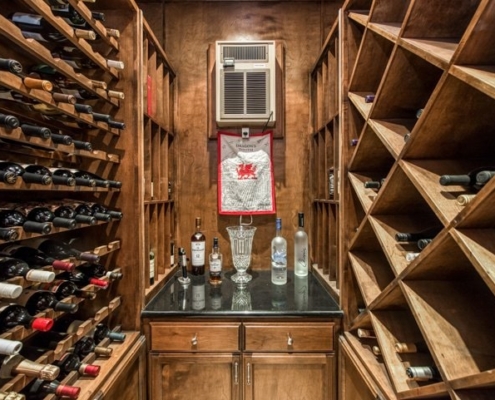 Photo of interior view of wine room collection and bar